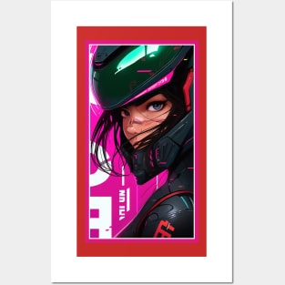 Anime Race Girl | Quality 3D Anime Artwork | Pink Red Black Blue Chibi Manga Anime Art Posters and Art